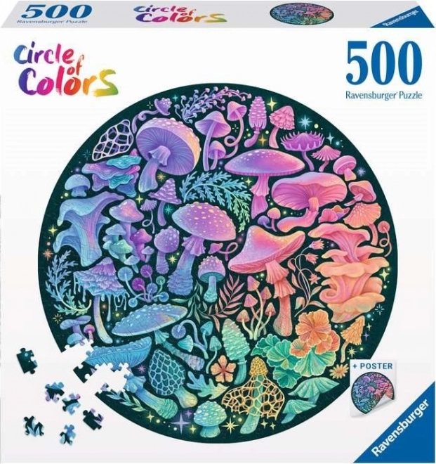 Ravensburger kruhové puzzle Farebný kruh: Huby 500 dielikov