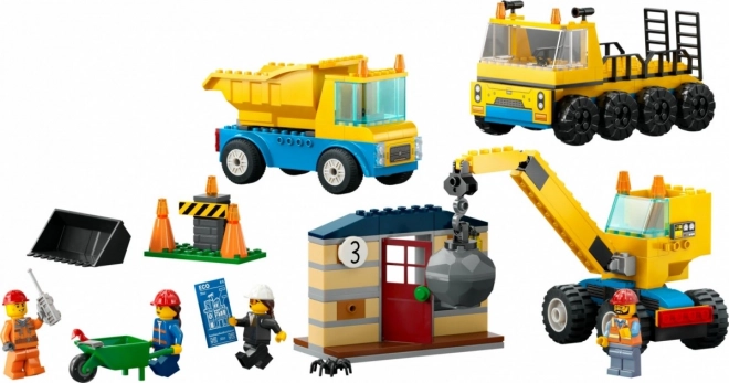 Stavebnica Lego City nákladné autá a žeriav s demolačnou guľou