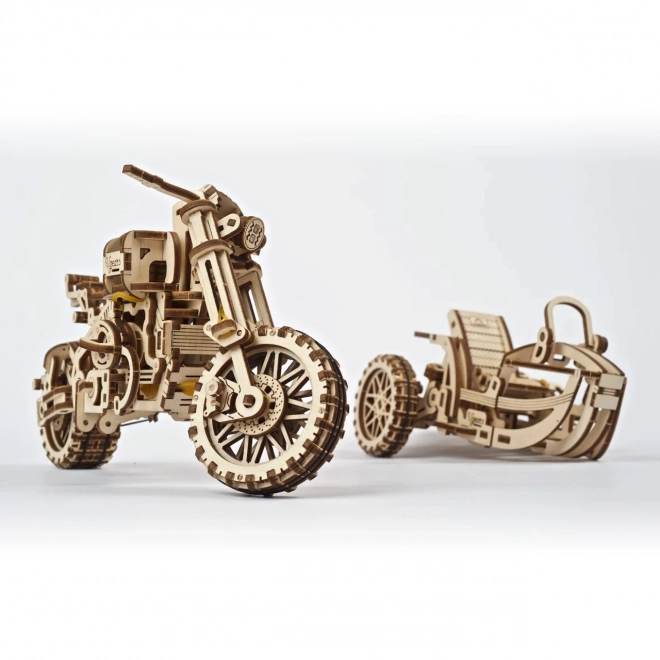 Ugears 3D puzzle Motocykel s vozíkom 380 dielikov