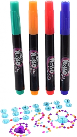 Farebné fixky a trblietavé kamienky