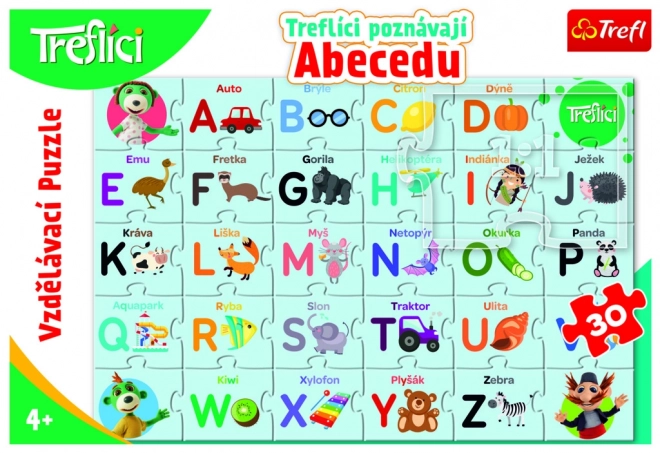 Puzzle Treflíci poznávajú abecedu 30 dielikov