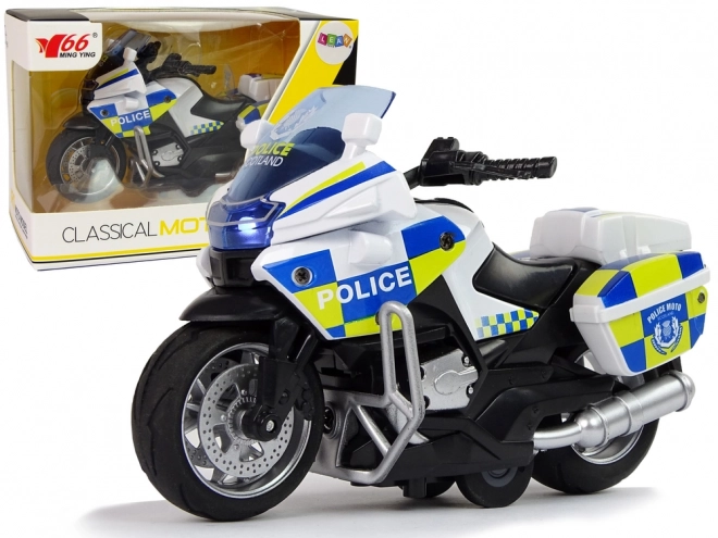 Policajný motocykel 1:14 s funkciami Pull-Back, zvukom a svetlami