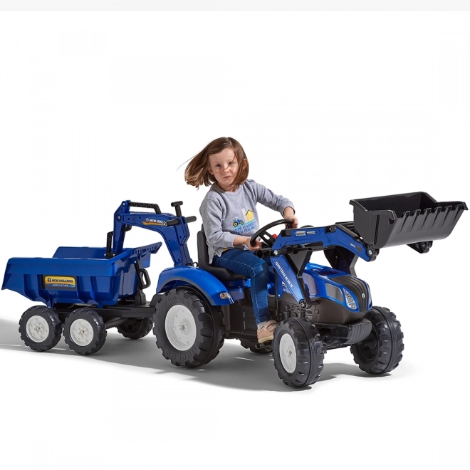 Traktor New Holland s prívesom modrý pre deti od 3 rokov