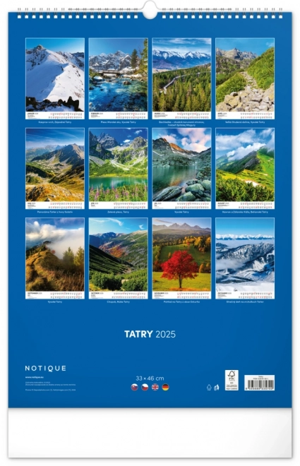 Nástenný kalendár Tatry 2025