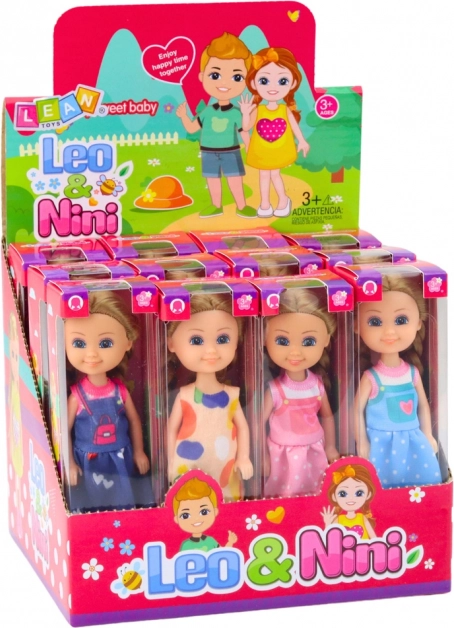 Mini bábika s dlhými vlasmi v šatách 15 cm