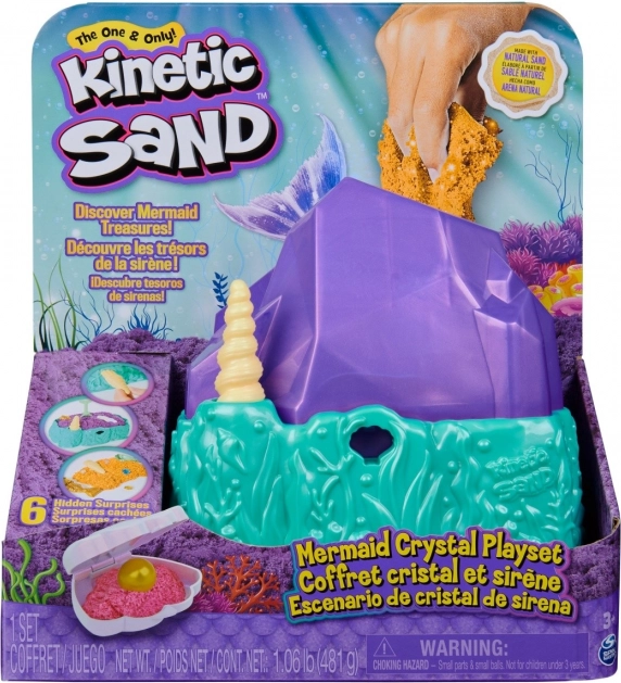 Kinetic Sand morská víla – trblietavá sada s kryštálovým boxom, 480 g