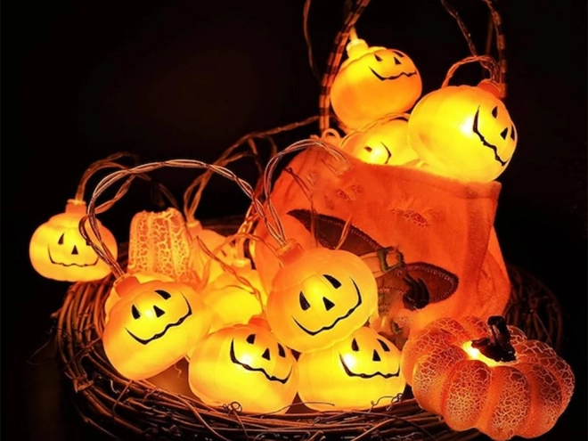 Halloweenská LED girlanda dýně 200cm