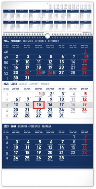 Nástenný kalendár 3-mesačný s ročným prehľadom 2025