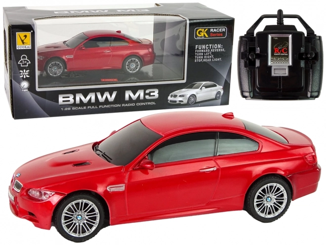 Auto R/C BMW M3 červené s diaľkovým ovládaním a svetlami