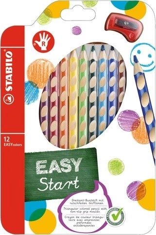 STABILO EASYstart sada 12 pasteliek pre pravákov s orezávačom