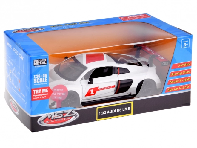 Kovový model auta Audi R8 LMS mierka 1:32 so zvukmi a svetlami