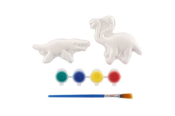 Kreatívna sada na maľovanie sadrového dinosaura s farbami a štetcom