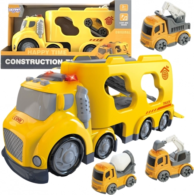 Veľká žltá odťahová služba City Truck so zvukovými a svetelnými efektmi