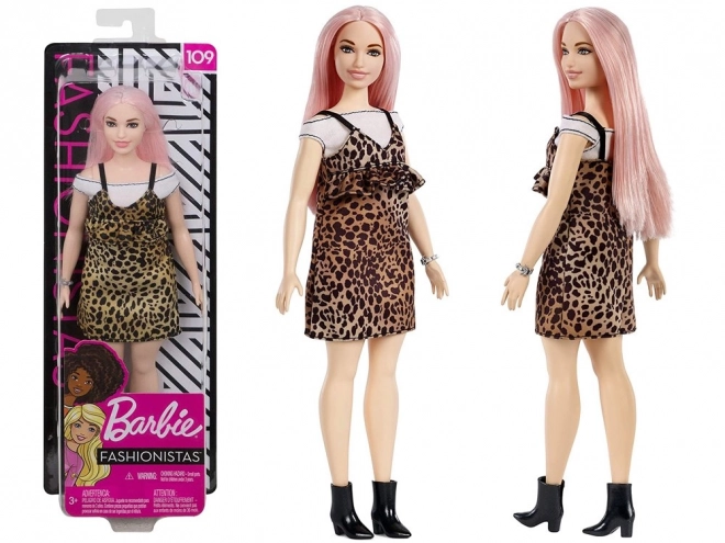 Barbie Fashionistas Bábika s leopardími šatami