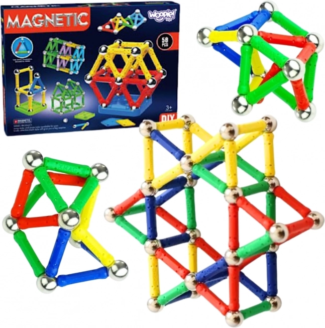 Woopie magnetické stavebné kocky 3D, 58 ks
