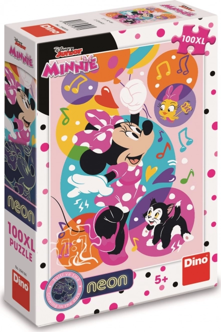 Svietiace puzzle Minnie a balóniky XL 100 dielikov