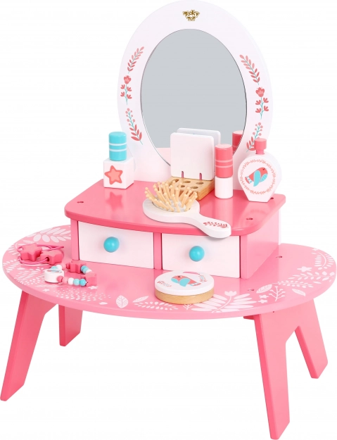Ružová drevená toaletka so zrkadlom Tooky Toy