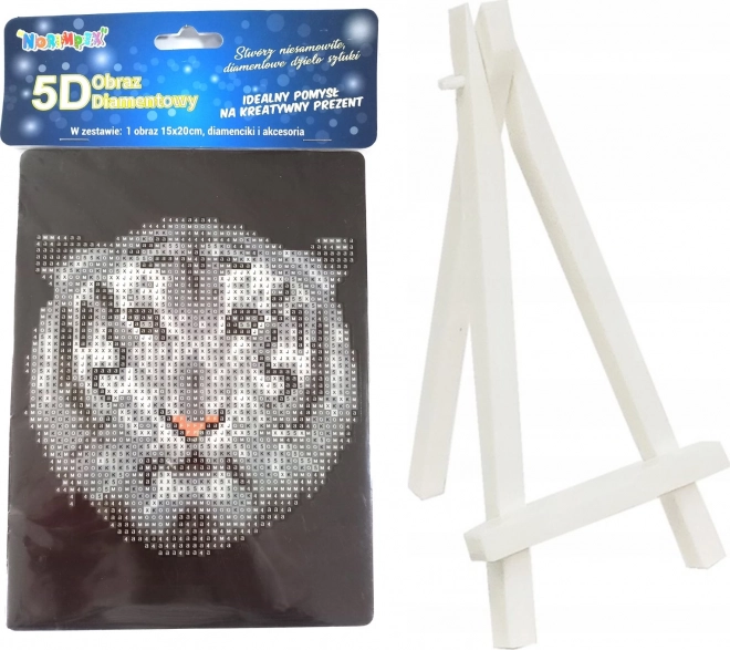 Diamantové maľovanie Biely tiger 15x20 cm so stojanom