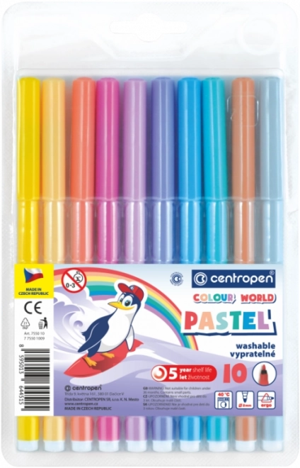 Pastelové fixky CENTROPEN 10 farieb