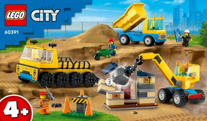 Stavebnica Lego City nákladné autá a žeriav s demolačnou guľou