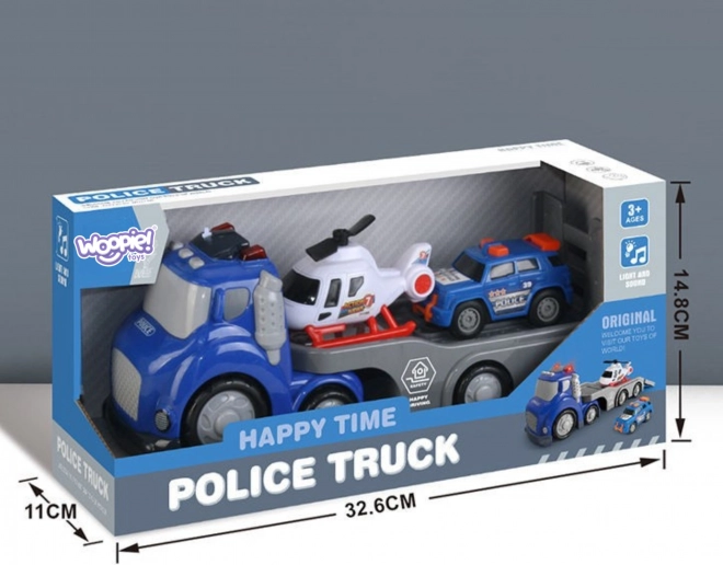 Woopie Modrý Policajný Náves City Truck so Svetelnými a Zvukovými Efektmi