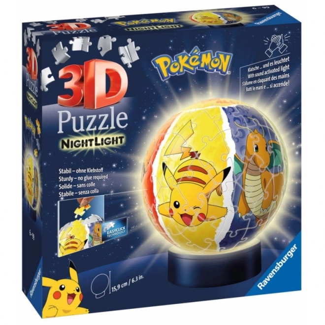 Svetielkujúca 3D Puzzelová Guľa Pokémon