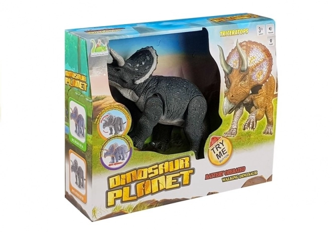 Veľký dinosaurus na batérie Triceratops sivý