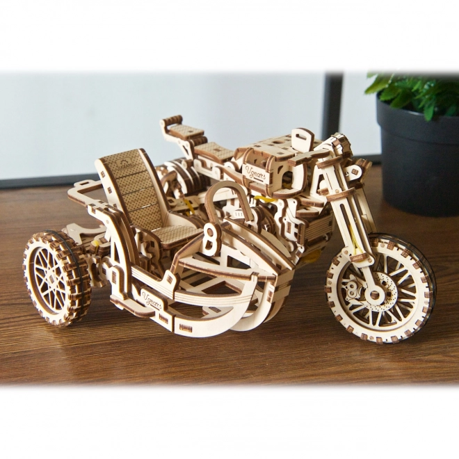 Ugears 3D puzzle Motocykel s vozíkom 380 dielikov