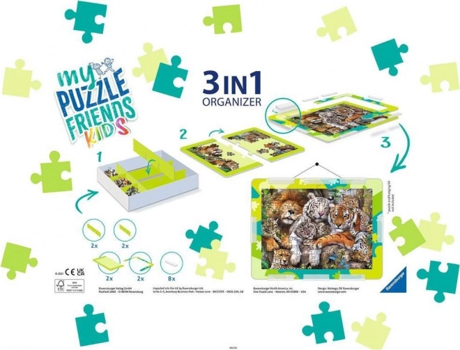 Ravensburger Sada na Skladanie Puzzle My Puzzle Friends Kids 3v1 Zelená