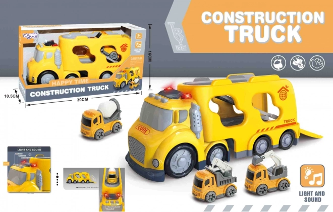 Veľká žltá odťahová služba City Truck so zvukovými a svetelnými efektmi