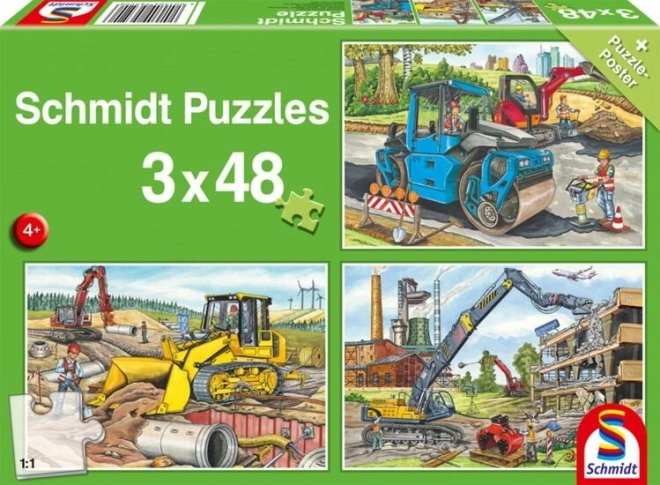 Puzzle Na stavenisku 3x48 dielikov