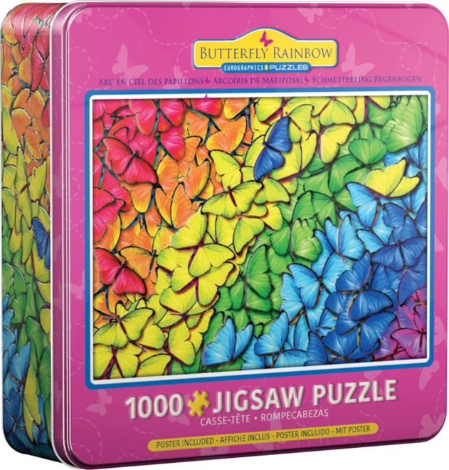 Puzzle v plechovej krabičke Motýlia dúha 1000 dielikov