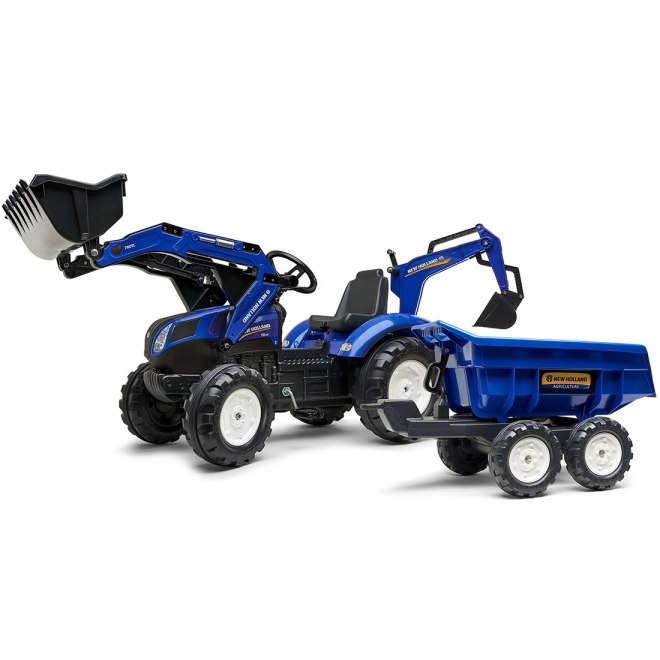 Traktor New Holland s prívesom modrý pre deti od 3 rokov