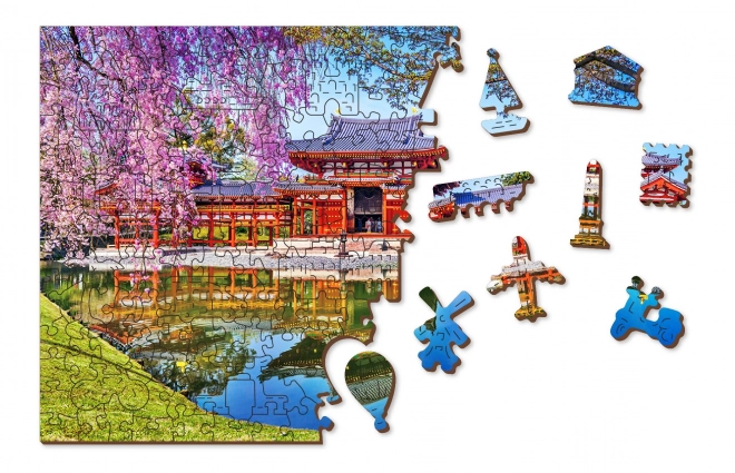 Drevené puzzle Chrám Byodo-in Kjóto 2v1