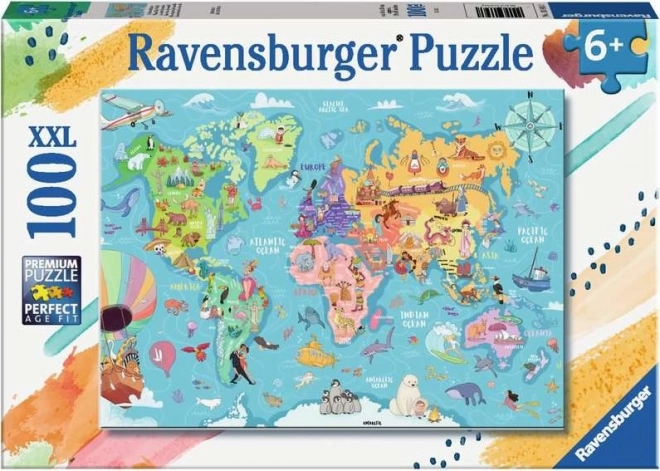 Ravensburger Puzzle Mapa sveta XXL 100 dielikov