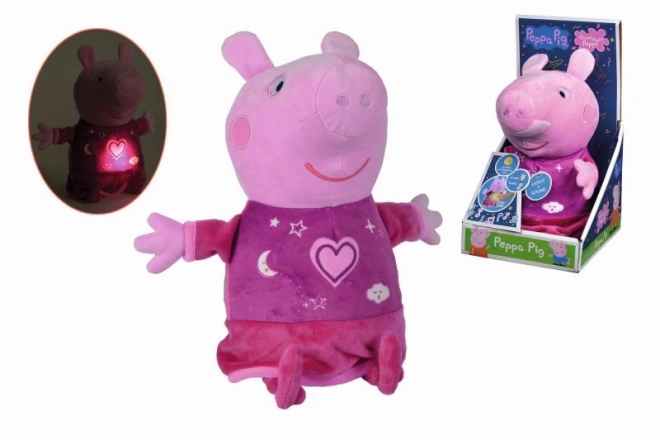 Plyšový cumlík na spanie Peppa Pig 2v1, hrajúci + svetlo, ružový, 25 cm