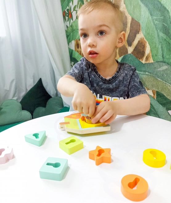 Classic World Montessori drevené navliekanie kľúče a dvere 11 ks