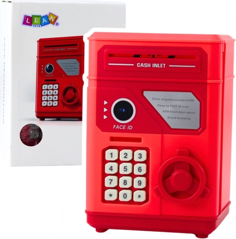 Elektronický detský sejf pokladnička s PIN, červený
