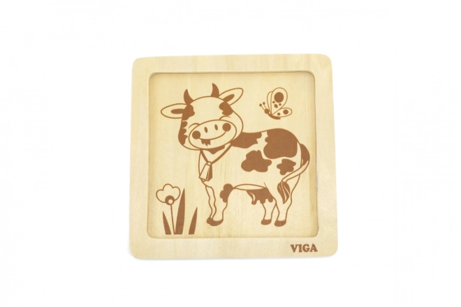 Drevené puzzle kravička