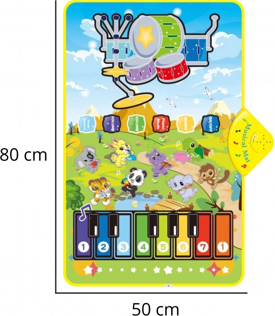 Woopie Hudobná Podložka Zvieratká Interaktívne Piano a Bicie 2v1
