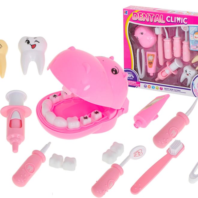 Zubárska súprava - ružový hroch