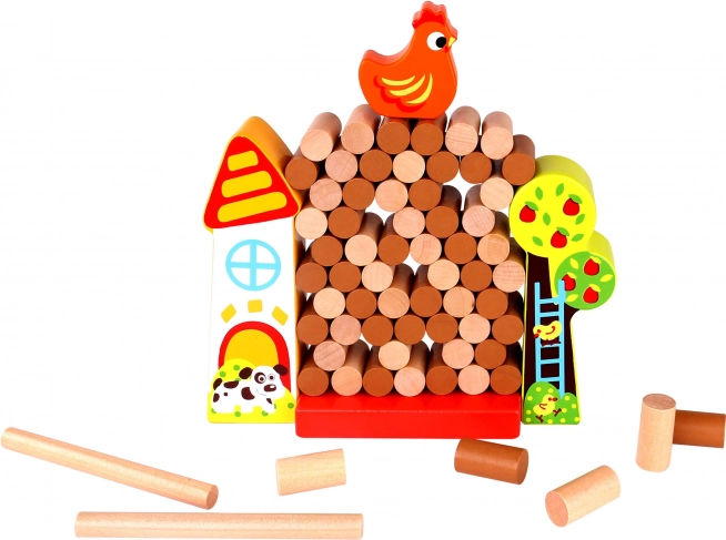 Tooky Toy Drevená Hra Spadni Kura Farma