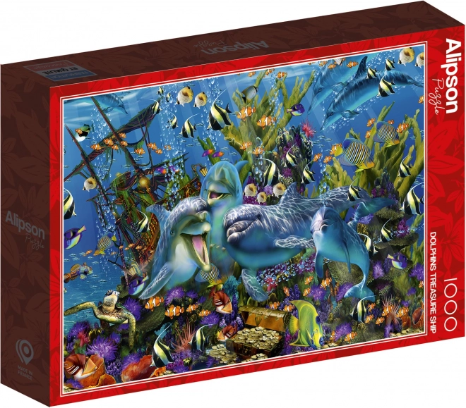 Puzzle Delfíni a loď pokladov 1000 dielikov