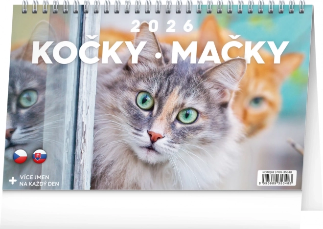 Stolný kalendár Mačky CZ/SK 2026