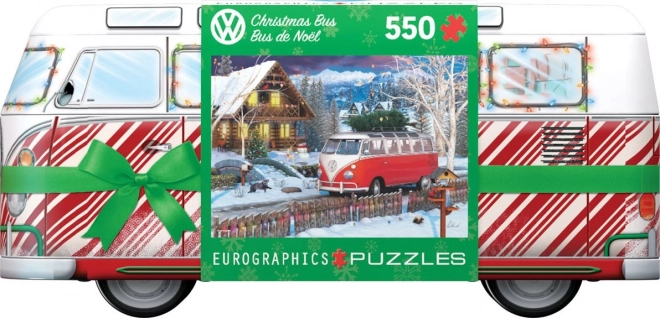 Puzzle v plechovej krabičke Vianočný autobus Volkswagen