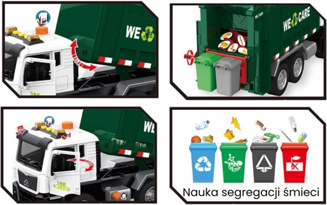 Interaktívne smetiarske auto Purifier 1:10 - Edukačná hračka na triedenie odpadu