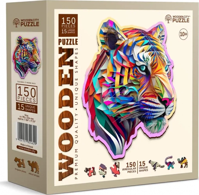 Drevené puzzle Farebný tiger 150 dielikov