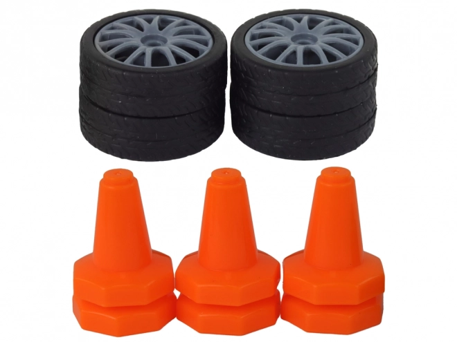Diaľkovo ovládané športové auto R/C 1:24 s vymeniteľnými kolesami – Žltá