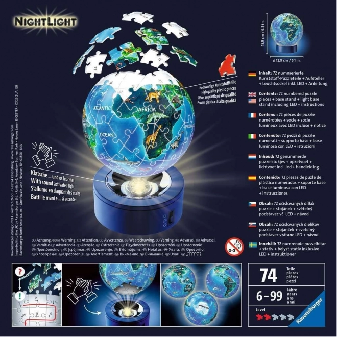 Ravensburger 3D Svietiace puzzleball Nočný globus