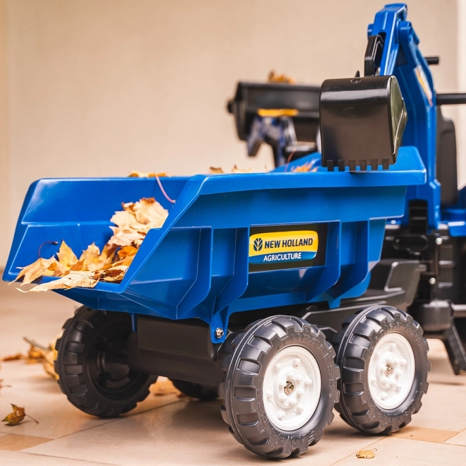 Traktor New Holland s prívesom modrý pre deti od 3 rokov